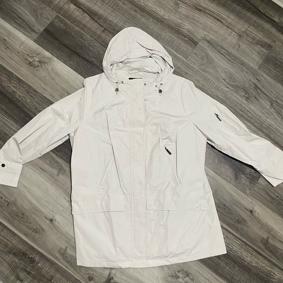 NWT ELLEN TRACY Women's City Rain Jacket with Hood Size 1X - Stone NWT $150 - Picture 2 of 8